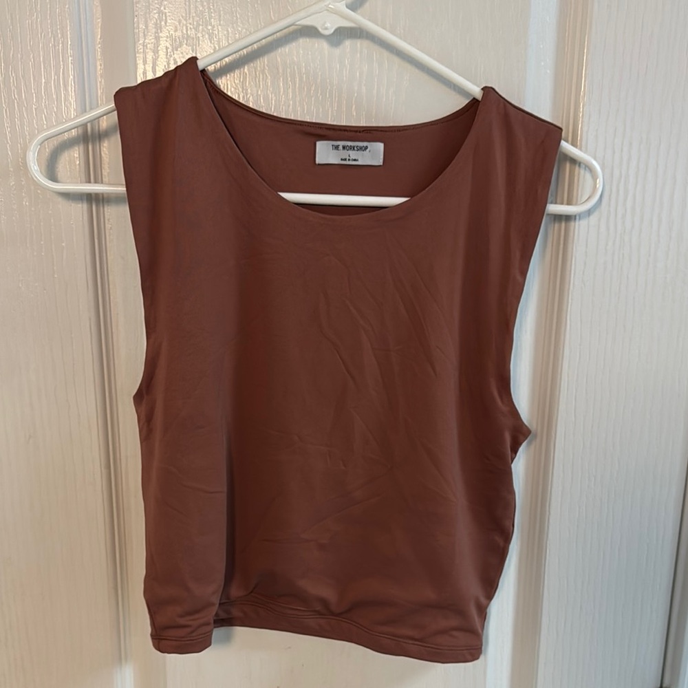 Brown Crop Top - Sleeveless Stretch Tank